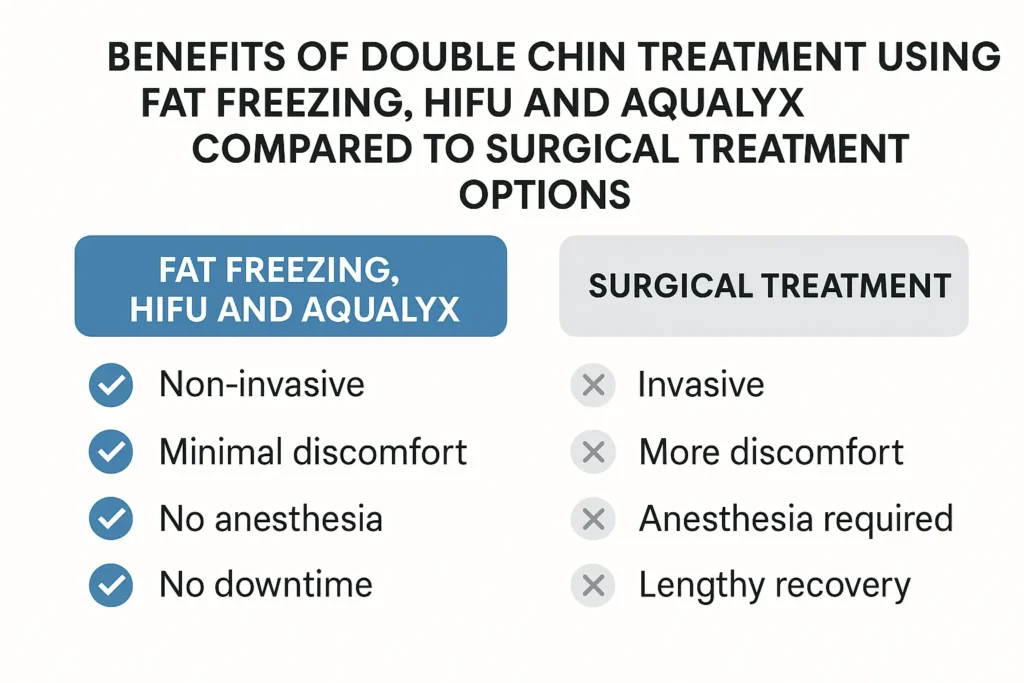 Graphic about the benefits of double chin treatment Worthing - from LA LIPO