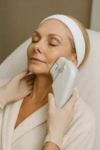 Woman receiving HIFU non surgical facelift treatment Worthing