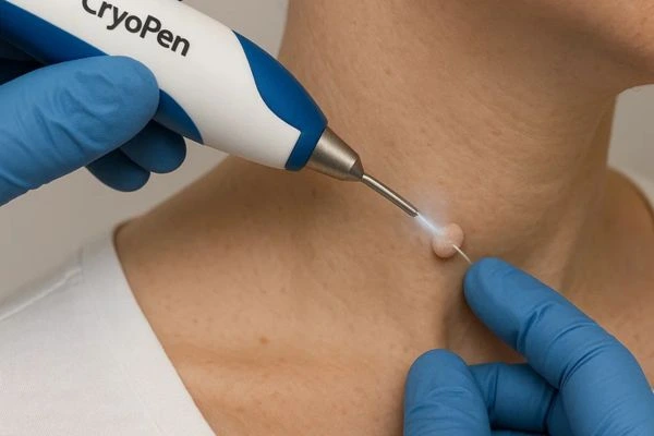 Person receiving Cryotherapy skin tag removal Worthing