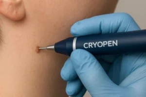 Person receiving skin tag removal Worthing