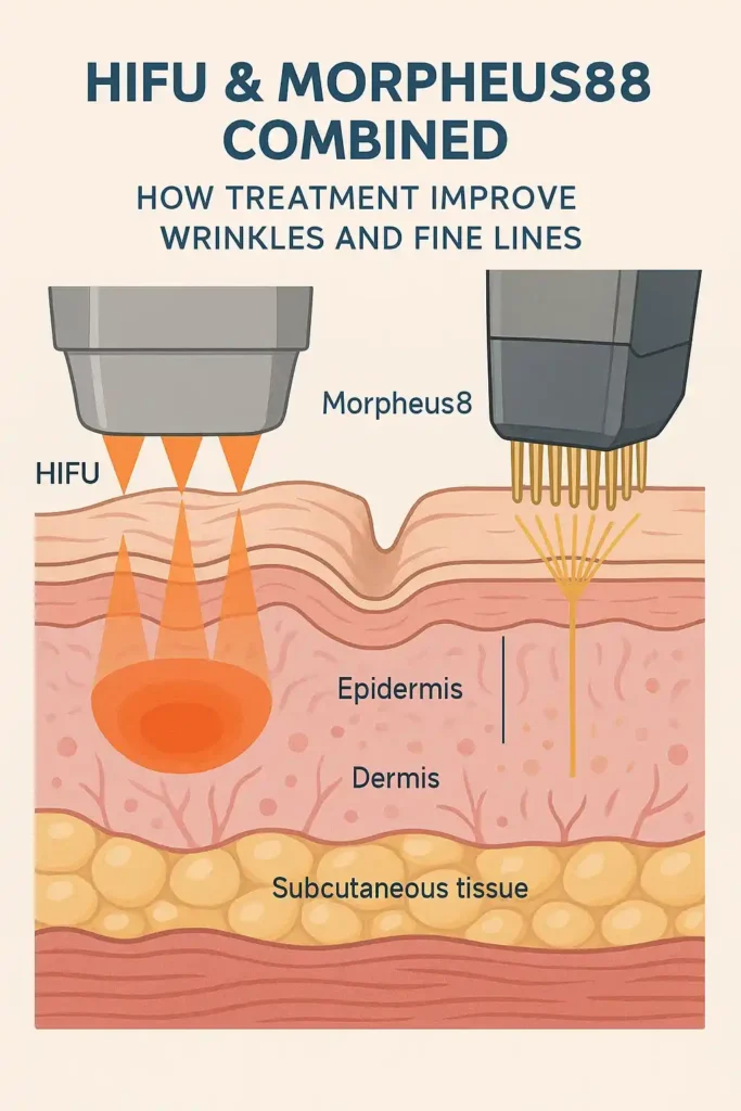 Diagram showing HIFU & Morpeus8 Worthing and the benefits for reduction in wrinkles and fine lines